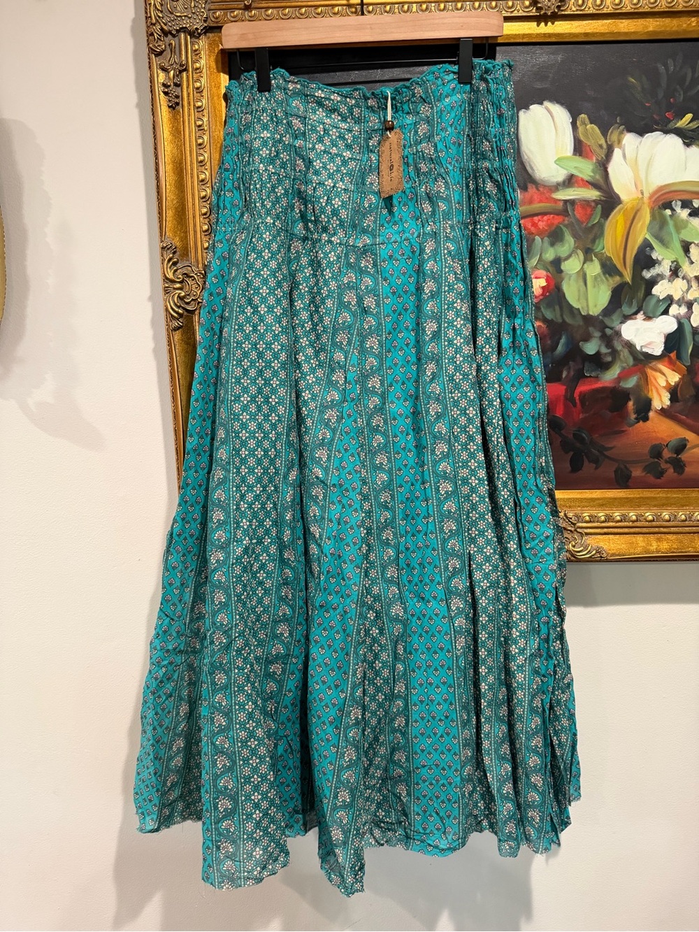 NATURAL LIFE Teal Printed Boho Maxi Skirt